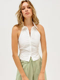 2025 Summer New White Cotton Sexy Hottie Hanging Back Sleeveless Small Vest Woman 68HZ