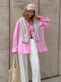 In The Fall Of 2025, The New Women's Wear Collar Shirt Wears A Rope With A Design Feeling Long-Sleeved Shirt Pink 68HZ