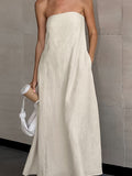 French Kaqi Cotton Thigh Braided High-Waisted Dress Open Back 2025 Summer New Long Dress Woman 68HZ