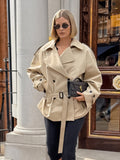 British Wind Long Sleeve Collar Tie Belt To Collect Waist Thin Senior Sense 2025 Autumn Long Wind Coat Woman 68HZ