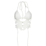 2025 Spring Summer New Women's Solid Color Repair Fashion Strap Hanging Neck Sexy Bare Vest 68HZ