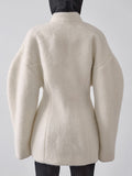 New Autumn And Winter Thick Hairs, Women's Niche Design Sense Of Pure Color Half-High Collar Small Fragrant Blouse 68HZ