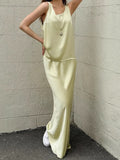 A Mute-Colored Yellow Vest Dress Dress Dress Dress 2025 Spring And Summer Fashion Two Sets Of Women 68HZ