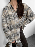 Spring 2025 New Pure Cotton In The Long Design Plaid Long Sleeve Shirt Fashion Shirt Women's Clothing 68HZ