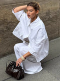 White Cotton Loose Short-Sleeved Trouser Trouser Casual Set 2025 Summer Fashion New Two-Piece Set Of Women 68HZ