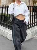 Autumn 2025 New Women's Cotton Women's Shirt Pocket Decoration Casual Short Top 68HZ