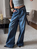 Spice Girls Small Design Retro Broad-Legged Jeans Women Four Seasons Loose Straight High-Rise Thin Trousers 68HZ