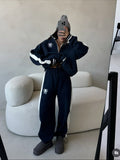 2025 Autumn And Winter New Collared Colliding Set Of Women's Fashion Half-Zip Jacket + Straight Trousers Two Sets 68HZ