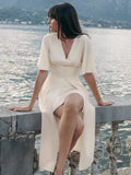 2025 Summer Fashion New Apricot Imitation Acet Acid Dress A Tea Dress Woman 68HZ
