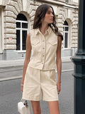 French Summer High-End Cotton Women's Clothing 2025 Niche Vest Shorts High Street Trend Fashion Casual Suit 68HZ