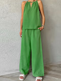 Ucka-Colored Cotton Tampons With Sleeveless Neck Vest Broad-Footed Trousers Set 2025 Spring And Summer Fashion New 68HZ