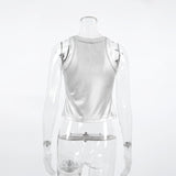 Fashion Knitting Pits Summer Bribs With Rounded Slings Small Vest Sexy Hollow Short Solid Color Top Woman 68HZ