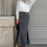 Temperament Commuting High-Waist Brown Fashion Skirt 2025 Autumn New Suit Long Dress Girl 68HZ