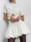 White Temperament Cotton Balloon Skirt Commuting Fashion Skirt 2025 Thin Women's Short Skirt 68HZ