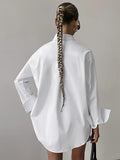 White Shirt 2025 Summer New Collar Long Sleeve Simple Fashion Free Casual Women's Top 68HZ