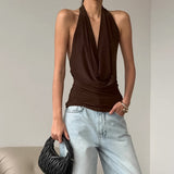 2025 Summer New Summer Solid Color Sling Dress Women's Sexy Hollow Open Back Dress 68HZ