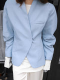 Fall New Casual Blue Suit Jacket 2025 Loose Long Sleeve Women's Commuting Jacket 68HZ