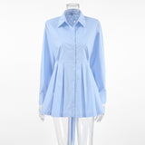 2025 New Temperament Commuter Cotton Shirt Long-Sleeved Tidly Tidling Design Blouse 68HZ