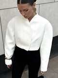 New 2025 Autumn Fashion Temperament Simple V-Neck Cutter Long-Sleeved Short Coat Woman 68HZ