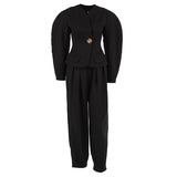 Vintage Long-Sleeved Black Suit Blouse Trousers Two Sets Of Women's Fashion Casual Suit Suit 68HZ