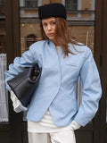 Fall New Casual Blue Suit Jacket 2025 Loose Long Sleeve Women's Commuting Jacket 68HZ