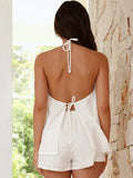 Sexy Cotton Hanging Neck Sleeveless Warm-Up Trousers Tie Set 2025 Spring And Summer Fashion New Two-Set Women 68HZ