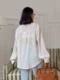 Casual Apricot-Coled Long-Sleeved Loose Pocket Top Summer Simple Commuter Jafuse Shirt Woman 68HZ