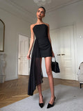 2026 Spring And Summer Women's Fashion Simple Broth Skirt Ribbon Black Elegant Dress 68HZ