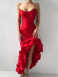 Famous Wind Three-Dimensional Evening Dress Female Senior Sense Of The Stud Simulation Silk Fork Carefully Machine Sexy Tset-Smear Dress 68HZ