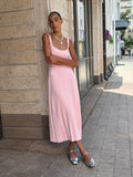 2025 New Holiday Wind U Tie Dress Women's Beach Sexy Long Dress Knitted Pit Long Dress Summer 68HZ
