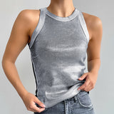 Fashion Knitting Pits Summer Bribs With Rounded Slings Small Vest Sexy Hollow Short Solid Color Top Woman 68HZ