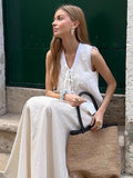 Light Apricot Pure Cotton Side With Sleeveless Vest 2025 Spring And Summer Fashion New Top Lady 68HZ