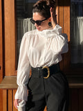 Autumn Design Sense French Collar Bubble Sleeve Shirt New Women's Niche Casual Shirt Loose Top 68HZ