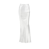 2025 New French-Style Soft White Banquet Fascling Fishtail Skirt Femininity High Waist And Floor Skirt 68HZ
