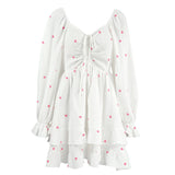 White Clame Cotton Collar Collar Foam Sleeve Love Print High-Waisted Dress 2025 Spring New Dress 68HZ
