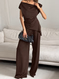 2025 Summer New Milk Silk Latch Shoulder Trousers Casual Suit Women's Two Sets 68HZ