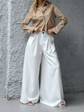 White Broad-Legged Trousers High Waist New 2025 Autumn Women's Loose-Fitting Relaxed Temperament Trousers 68HZ