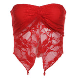 2025 Summer New Women's Pure Color Repair Street Fashion Word Collar Mesh Wrapped Breast Vest 68HZ