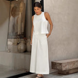 2025 New Sleeveless Round Collar Top Comfortable Loose Broad Leg Pants Two Sets Of Fashion Temperament Commuting Women's Clothing 68HZ