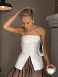 2025 White Cotton Bra Open Shirt Repair Body Clothes Summer With Comfortable And Simple Commute Women's Clothing 68HZ