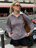 Cool Spicy T-Shirt Small Collider Striped Easier T-Shirt 2025 Autumn Fashion New Vintage Long Sleeves 68HZ