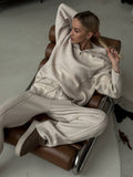 Autumn And Winter New High-Collar Lady Half-Zip-On T-Shirt Women's Autumn And Winter Suit Casual Trousers Two-Piece Women 68HZ