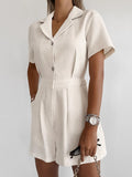 2025 Early Spring New Cotton Suit Collar High-Waisted Jump Trousers Fashion Casual Solid Women's Clothing 68HZ