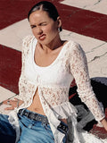 French Lace Lace Jacarat V-Neck Loaf-Side Repair Shirt 2025 Spring And Summer Fashion New Top Lady 68HZ