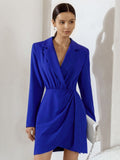 Autumn And Winter Fashion Women's Commuting Professional Dress French Body-Fits-Up Black Long-Sleeved Suit Dress 68HZ
