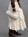 Apricot Lotus Side Temperament A Swing Spliced Lace Skirt 2025 Autumn New Long Dress 68HZ