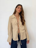 Casual Sexy Loose-Fitting Long-Sleeved White Cardigan Shirt Summer Cotton Shirt Woman 68HZ