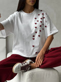 Three-Dimensional Love Love Short-Sleeved T-Shirt Women's Summer Round Collar Small New Design Lazy Top 68HZ