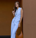 2025 Spring And Summer Sleeveless Body Sleeves Trousers Fashion Casual Temperament Suit Cotton Pink Commuting Women's Clothing 68HZ