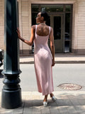 2025 New Holiday Wind U Tie Dress Women's Beach Sexy Long Dress Knitted Pit Long Dress Summer 68HZ